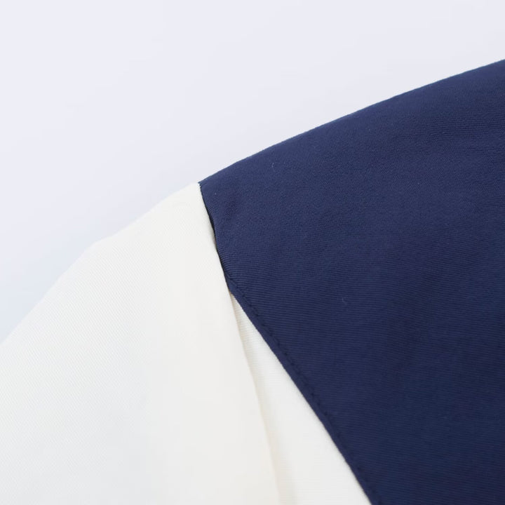 Damen Cropped Colorblock-Bomberjacke mit übergroßem Hemdkragen und elastischem Saum Echoarchiv