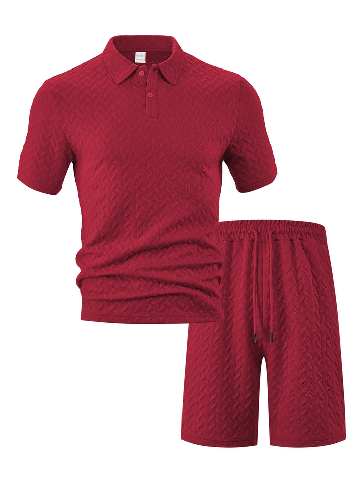 Herren Polo-Shorts-Set aus atmungsaktivem Strukturmaterial mit modischem Design Echoarchiv