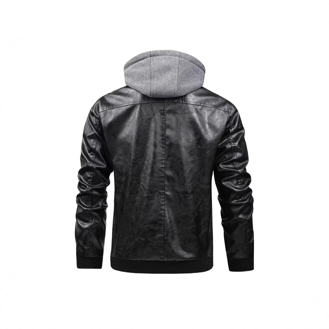 Herren Modische Kunstlederjacke mit abnehmbarer Kapuze Echo Archiv