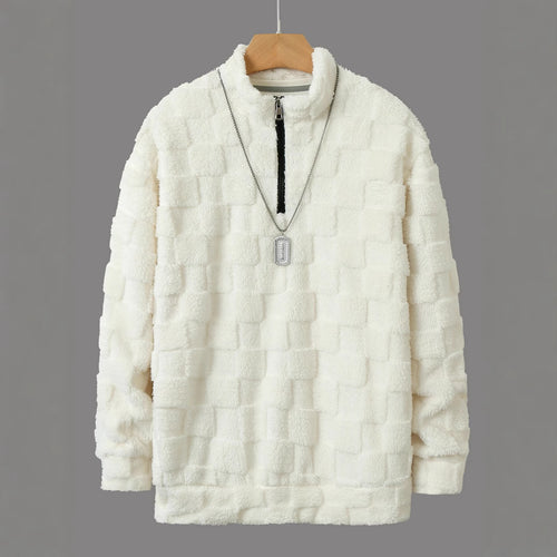 Herren Fleece-Pullover mit strukturierter Oberfläche und hohem Kragen Echoarchiv