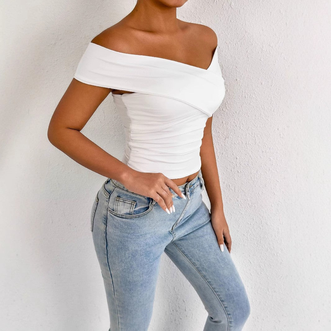 Damen schulterfreies Oberteil mit eleganter Drapierung Echo Archiv