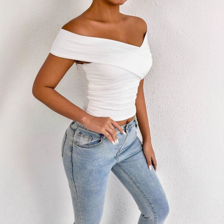 Damen schulterfreies Oberteil mit eleganter Drapierung Echo Archiv
