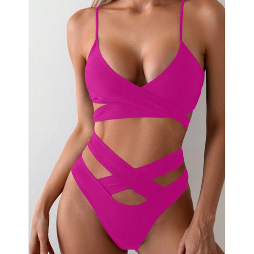 Damen hoch taillierter Cut-Out-Bikini mit raffiniertem Wickeldesign Echo Archiv