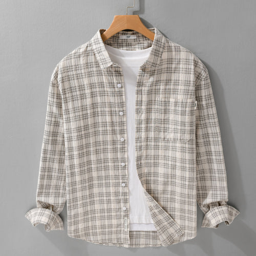 Herren Karierter Baumwoll-Overshirt im Relaxed-Fit mit Brusttasche und Soft‑Touch Echoarchiv