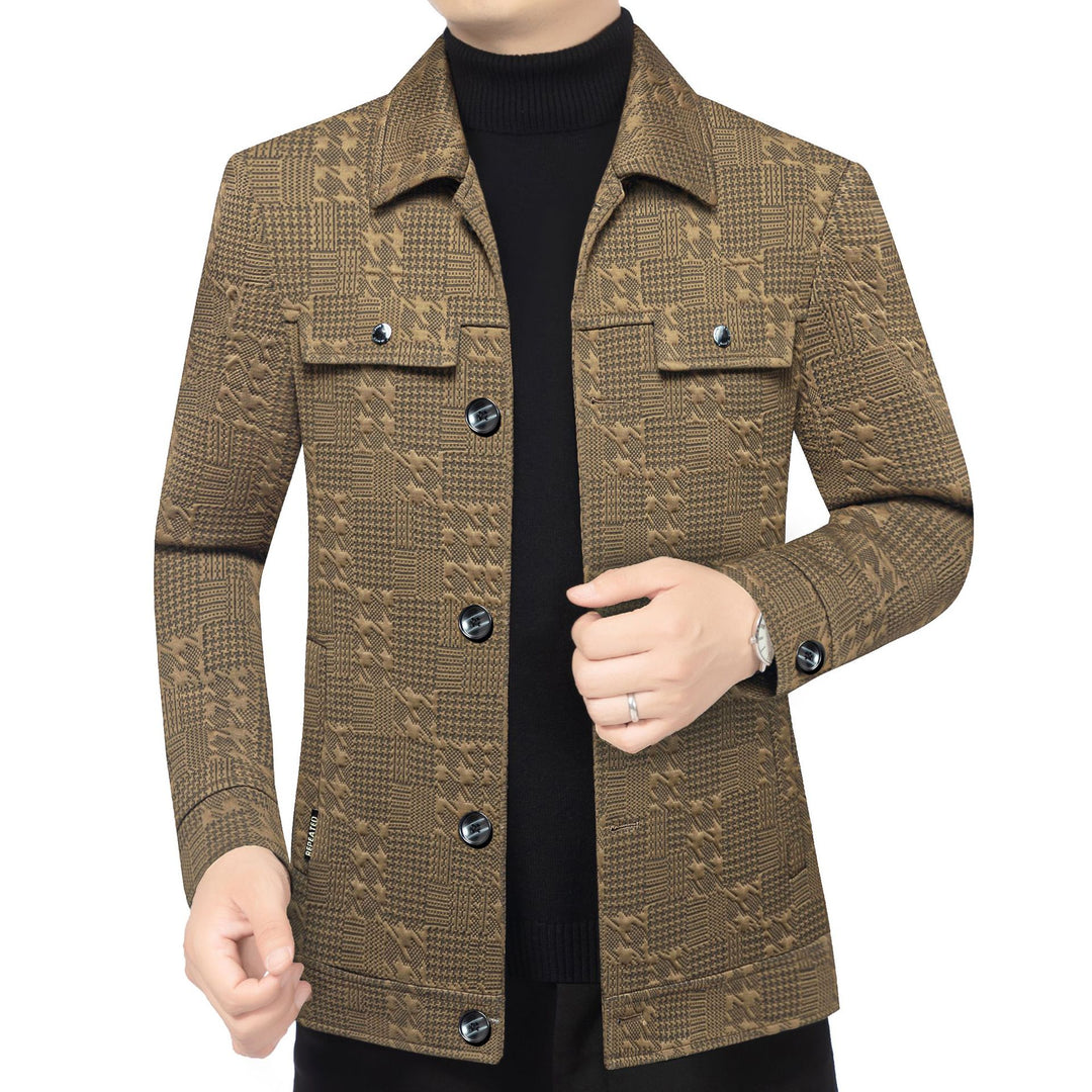 Herren Strukturiertes Overshirt im Glencheck-Relief mit Hemdkragen – Taviero