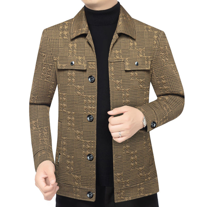 Herren Strukturiertes Overshirt im Glencheck-Relief mit Hemdkragen – Taviero