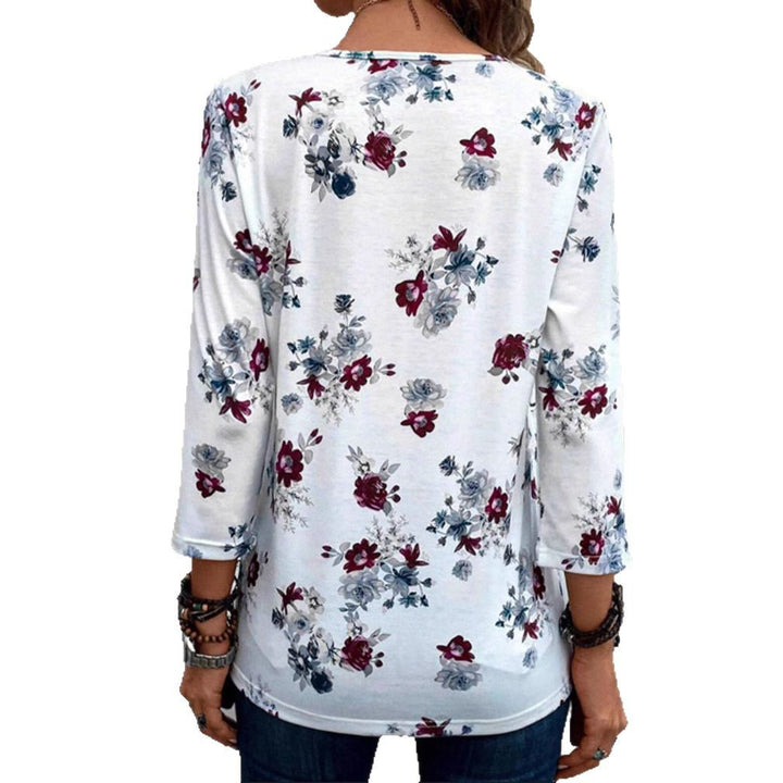 Damen nan florale Tunika-Bluse mit Kellerfalten und Zierknopfleiste Echo Archiv