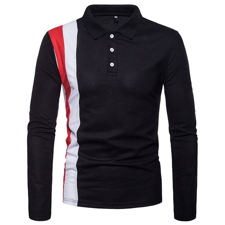 Herren Langarm Poloshirt mit modernen Farbblockstreifen Echoarchiv
