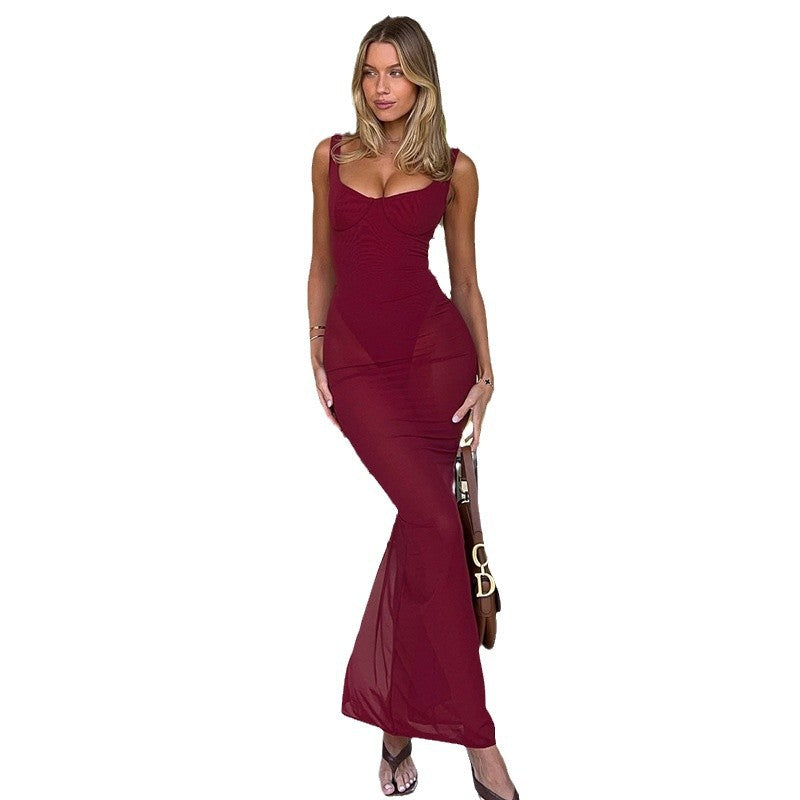 Damen Figurumspielendes Maxikleid mit tiefem Ausschnitt und elegantem Stretchmaterial Echo Archiv