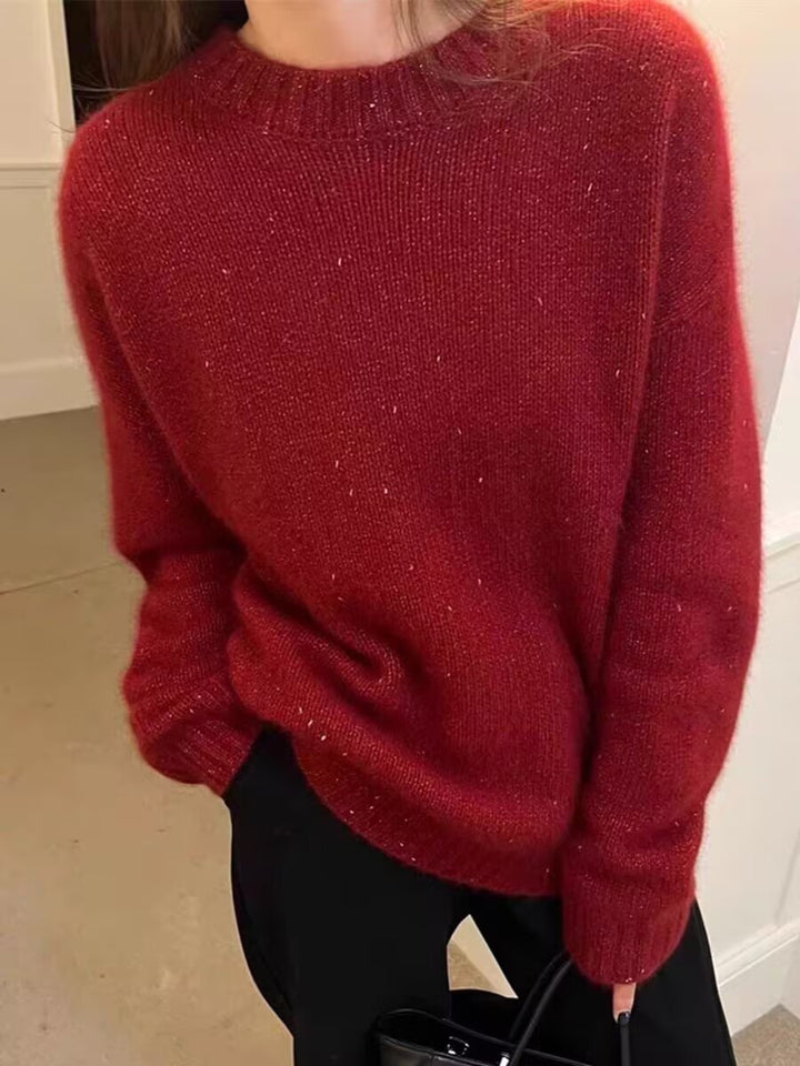 Damen Kuscheliger Oversize‑Pullover im Mohair‑Look mit Rundhalsausschnitt und dezentem Glitzereffekt Echoarchiv