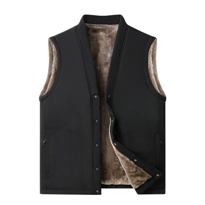 Herren Thermische Steppweste mit Kunstfell-Innenfutter, Druckknopfblende & verdeckten Eingrifftaschen Echoarchiv