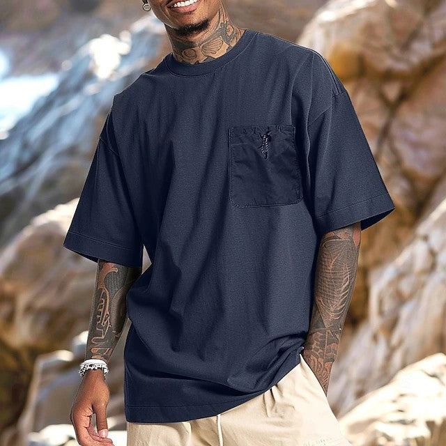 Herren Oversize T-Shirt mit Brusttasche und lässigem Schnitt Echoarchiv