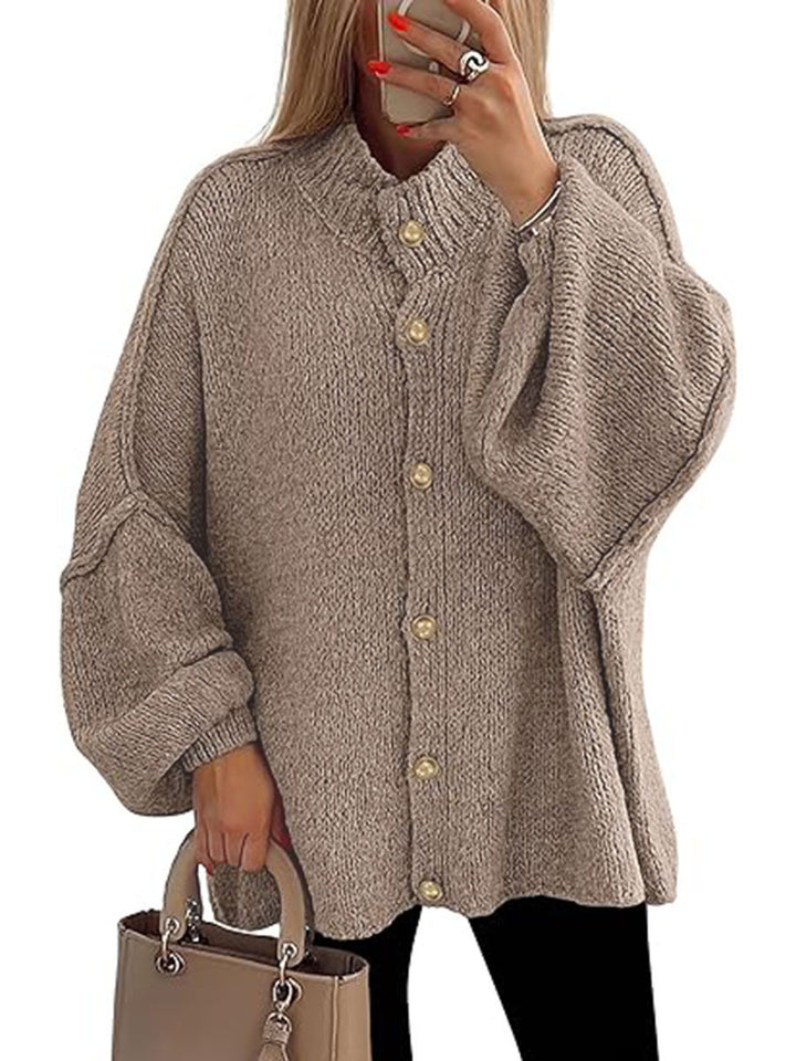 Damen oversized Strickjacke mit Knopfverschluss Echoarchiv