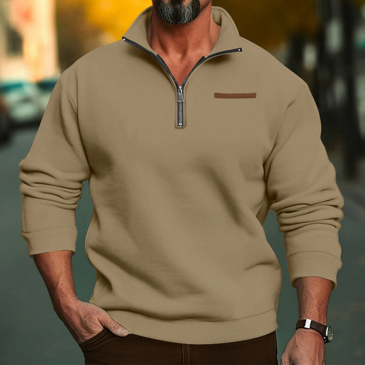 Herren nan wattierter Halbzip Sweatpullover mit Stehkragen und Brusttasche Echo Archiv