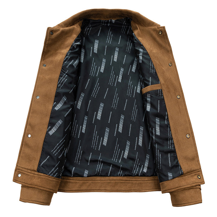 Herren Baumwollmix-Truckerjacke mit kontrastiertem Innenfutter und Pattentaschen – Taviero