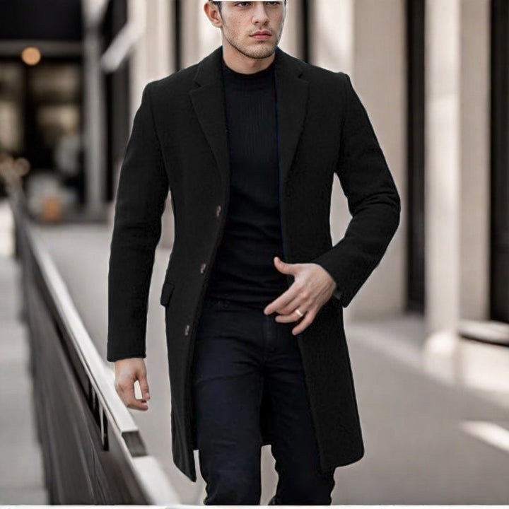 Herren eleganter Wollmantel mit schmalem Schnitt Echoarchiv
