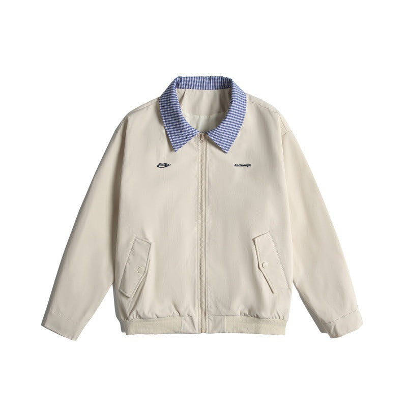 Herren Leichte Harrington-Bomberjacke mit Karierter Hemdkragen und Pattentaschen Echoarchiv