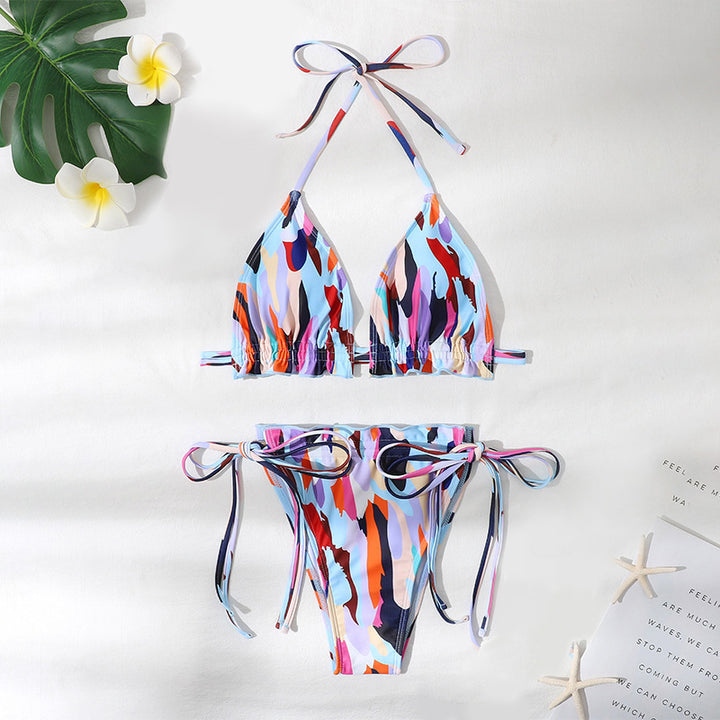 Damen Triangel-Bikini mit verstellbaren Trägern und Rüschendetails Echo Archiv