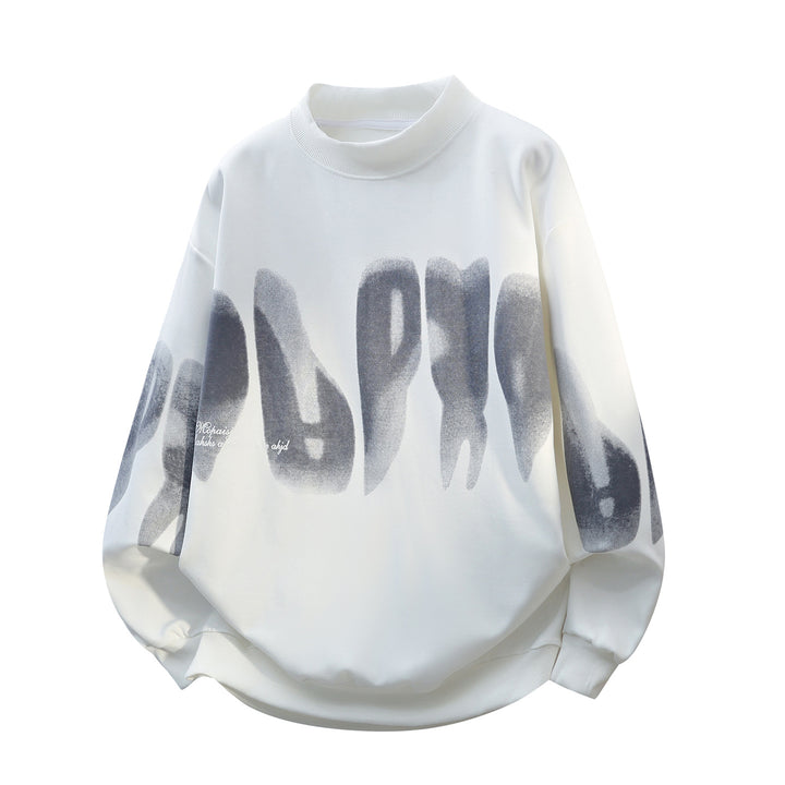 Unisex Oversize-Rundhals-Sweatshirt mit Stehkragen, abstraktem Print & gerippten Bündchen Echoarchiv