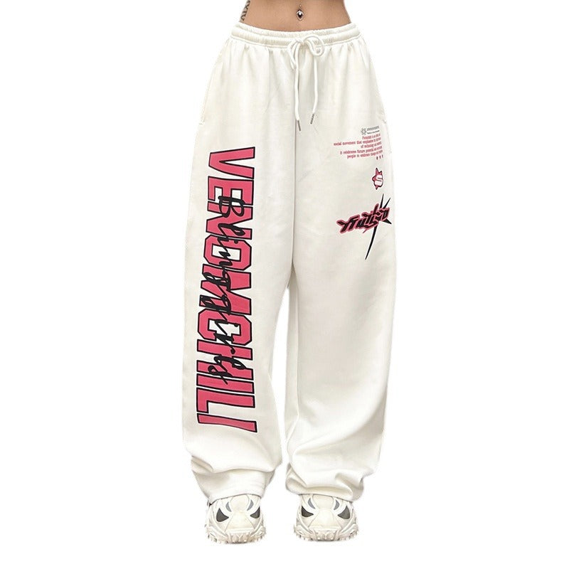 Damen weite High‑Waist Jogginghose mit auffälligem Grafikprint – Avélisse