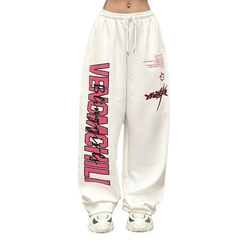 Damen weite High‑Waist Jogginghose mit auffälligem Grafikprint – Avélisse