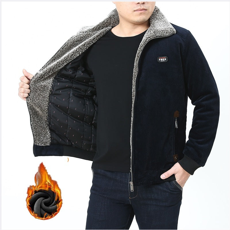Herren Cord‑Fieldjacke mit kuscheliger Teddyfleece‑Innenlage und Stehkragen Echoarchiv
