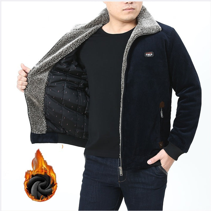 Herren Cord‑Fieldjacke mit kuscheliger Teddyfleece‑Innenlage und Stehkragen Echoarchiv