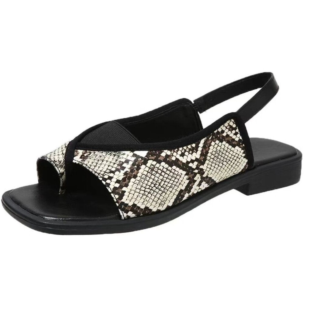 Damen nan Zehenring-Sandalette mit Schlangenprägung, elastischem Mittelfußriemen und gepolstertem Komfortfußbett Echo Archiv