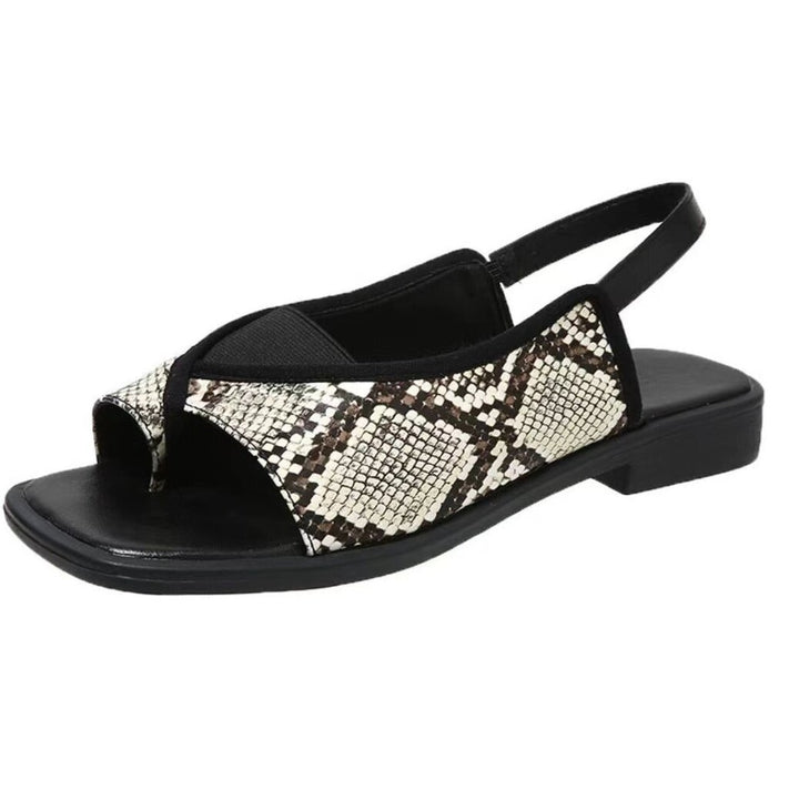 Damen nan Zehenring-Sandalette mit Schlangenprägung, elastischem Mittelfußriemen und gepolstertem Komfortfußbett Echo Archiv