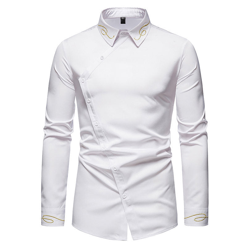 Herren elegantes Langarmhemd mit asymmetrischem Schnitt und luxuriösen Details Echoarchiv