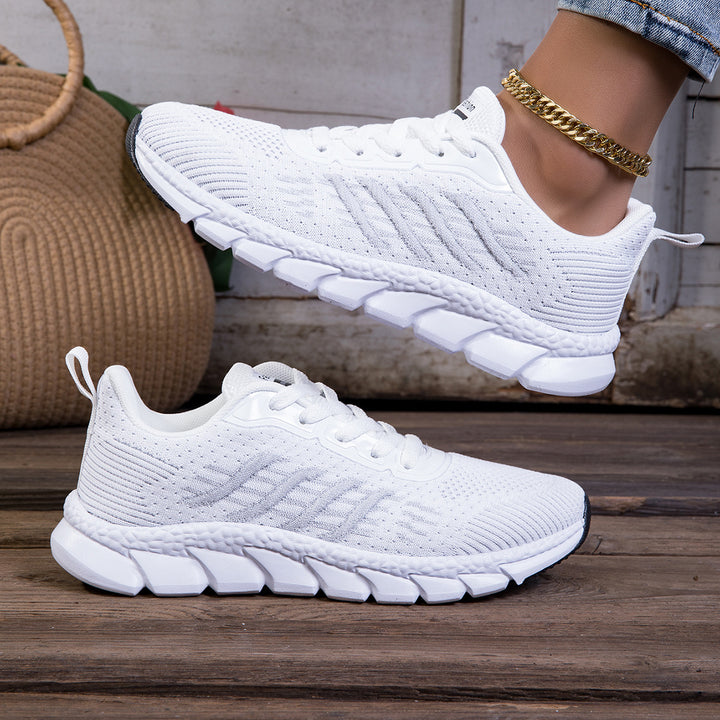 Damen nan gestrickter Schlupf-Sneaker mit elastischem Schaft, Zier-Schnürung und segmentierter Dämpfungssohle Echo Archiv