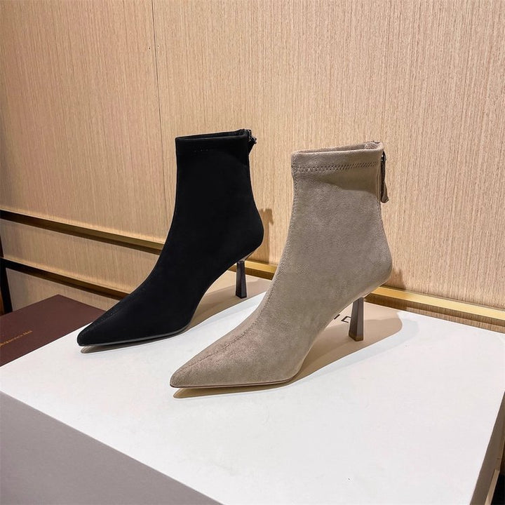 Damen Modische spitze Stiefeletten mit hohem Absatz Echo Archiv