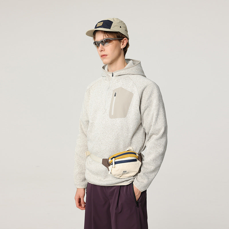 Damen Fleece-Halbzip Kapuzenpullover mit Brust-Zip-Tasche und relaxed Oversize-Schnitt Echo Archiv