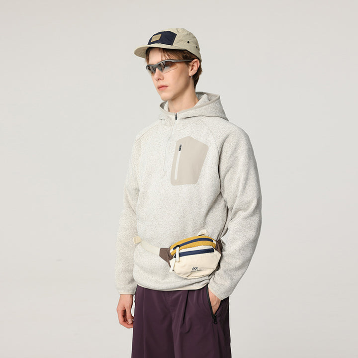 Damen Fleece-Halbzip Kapuzenpullover mit Brust-Zip-Tasche und relaxed Oversize-Schnitt Echo Archiv