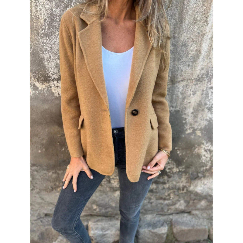 Damen Kastenförmiger Kurzmantel im Blazer-Look aus Wollmix mit fallendem Revers Echo Archiv