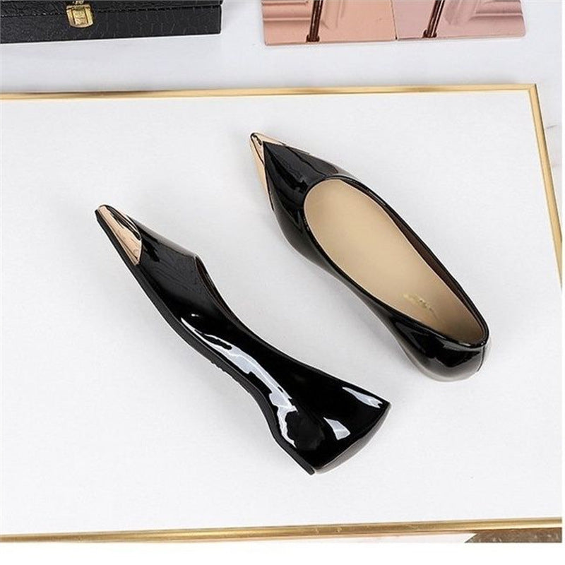 Damen Spitz zulaufende Ballerinas mit Leopardenmuster und metallischer Zehenkappe – Lioré