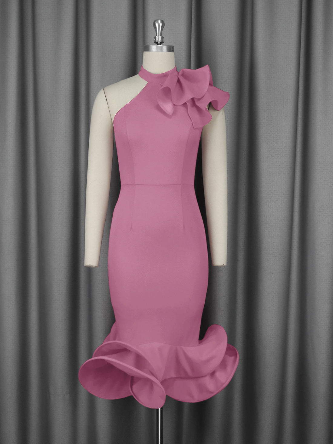Damen Elegantes Abendkleid mit asymmetrischem Design und voluminösem Rüschenakzent – Élara