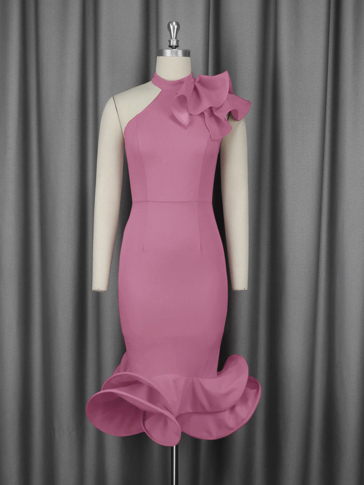 Damen Elegantes Abendkleid mit asymmetrischem Design und voluminösem Rüschenakzent Echo Archiv