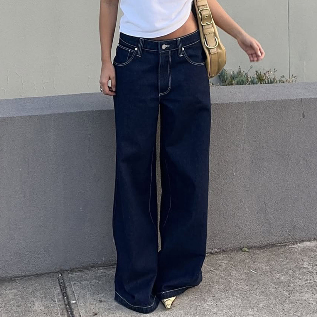 Damen Weite High‑Waist Five‑Pocket Denim-Jeans mit ausgestelltem Bein Echo Archiv