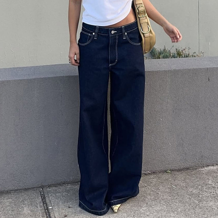 Damen Weite High‑Waist Five‑Pocket Denim-Jeans mit ausgestelltem Bein Echo Archiv