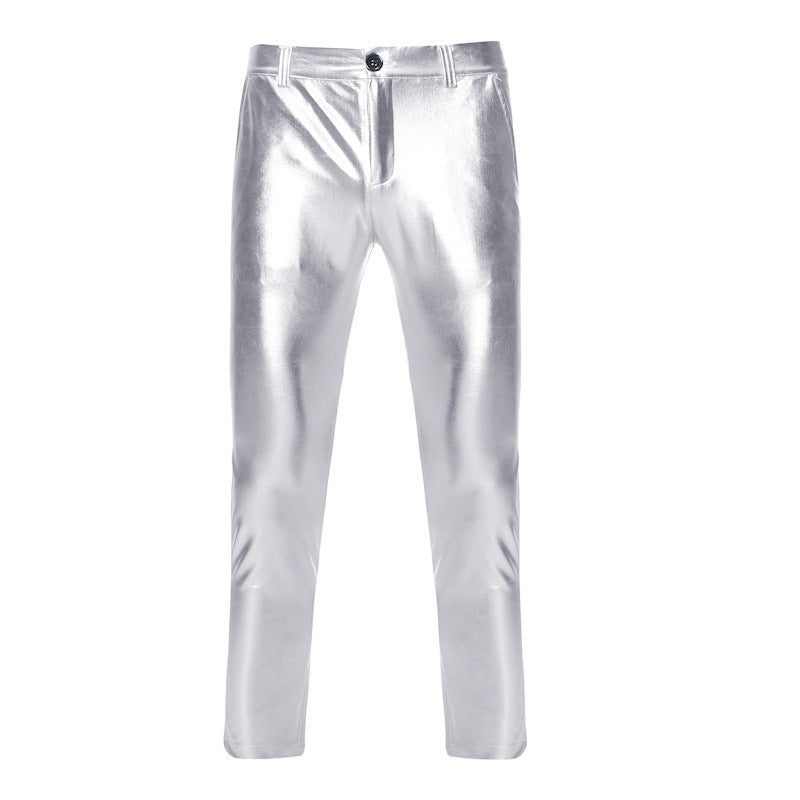 Herren Glamouröse Hochglanz-Hose mit schmaler Passform Echoarchiv