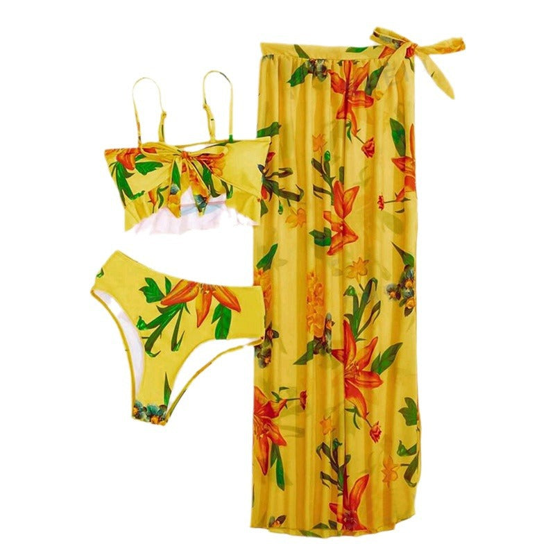 Damen Bikini-Set mit floralem Oberteil und lässigem Maxi-Rock Echo Archiv