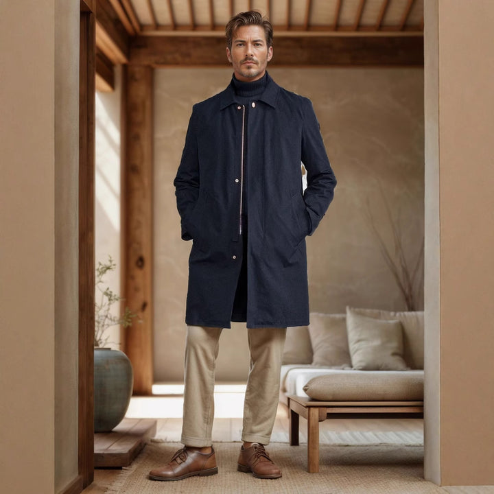 Herren eleganter Mantel mit praktischen Taschen und modernem Kragen Echoarchiv