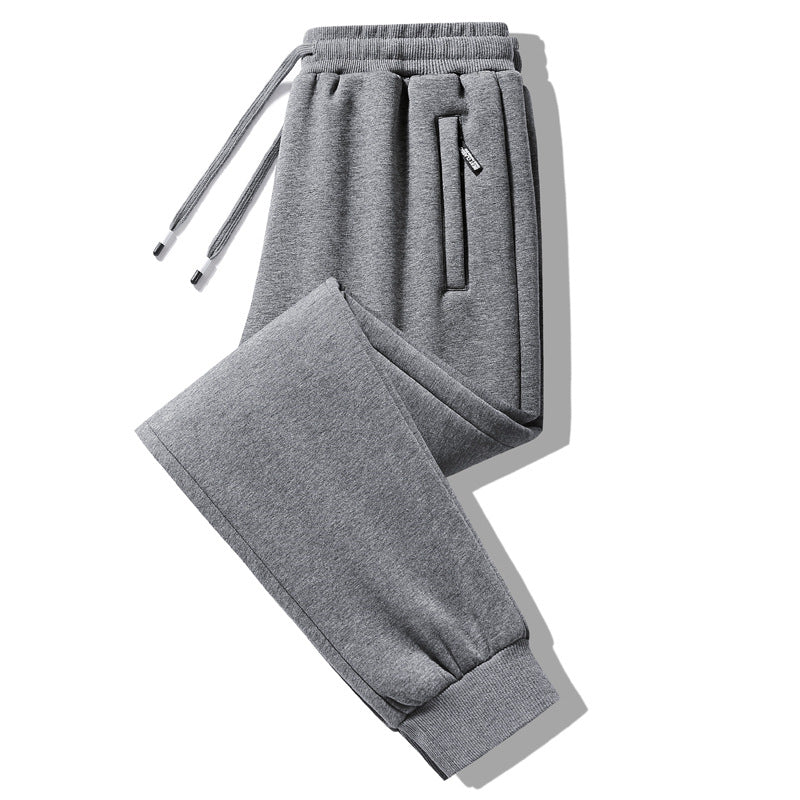 Atmungsaktive Freizeit-Jogginghose für Herren mit gebürstetem Innenfutter, Kordelzug und versteckten Reißverschlusstaschen – Sorevano