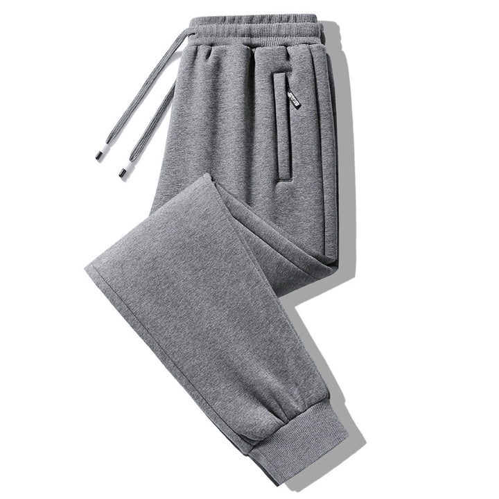 Atmungsaktive Freizeit-Jogginghose für Herren mit gebürstetem Innenfutter, Kordelzug und versteckten Reißverschlusstaschen – Sorevano