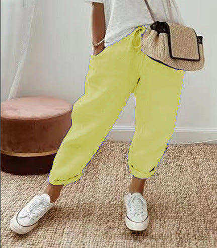 Damen Lockere Bedruckte Jogger mit Kordelzug und Rippbund Echoarchiv