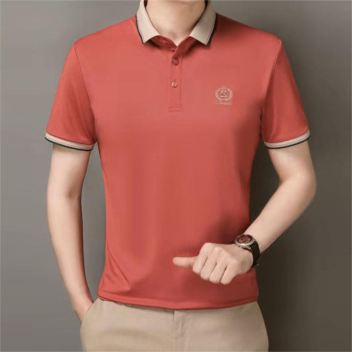 Herren Poloshirt mit atmungsaktivem Gewebe und elegantem Kontrastkragen Echoarchiv