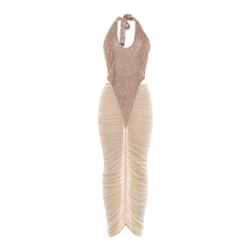 Damen Glamouröses Abendkleid mit Pailletten und Raffungen Echo Archiv