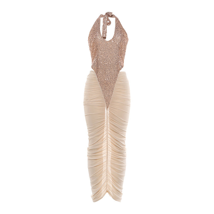 Damen Glamouröses Abendkleid mit Pailletten und Raffungen Echo Archiv