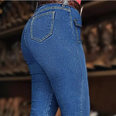 Damen Western-inspirierte Bootcut-Jeans mit Front-Klappentaschen und sculptendem Schnitt Echo Archiv